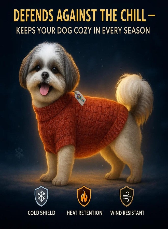 ويستيرن إرا كنزة صوفية محبوكة يدويًا للكلاب من سلالة شيه تزو، مستوحاة من العصر الغربي | طقم ملابس دافئ وناعم للكلاب في الطقس البارد | كنزة مريحة برقبة عالية قابلة للتمدد | ملابس مريحة للحيوانات الأليفة في الشتاء | ملابس أنيقة | بني - Image 3